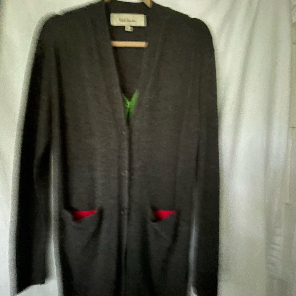Paul Smith Womens Tight-Knit grandfather Buttoned Cardigan Sweater GRAY Size S